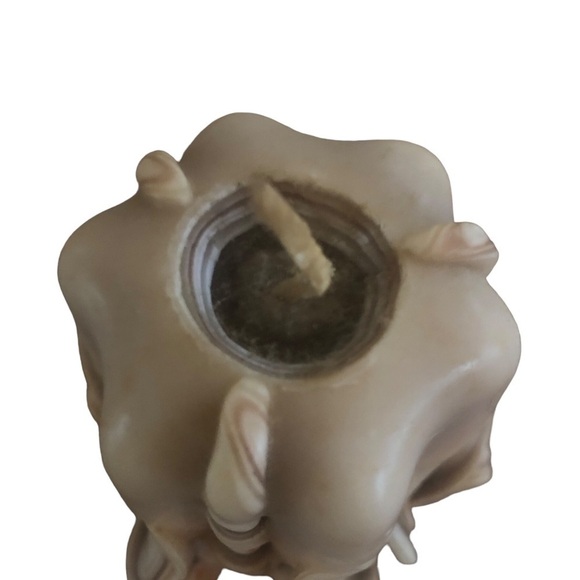 VTG 70’s Ribbon Hand Carved Wax Candle Unlit Neutrals Cream Beige Brown 5X3 - Picture 5 of 6